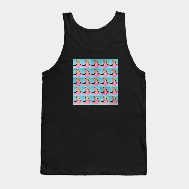 Sage Blue Benchy Diptych Tank Top by Fibre Grease